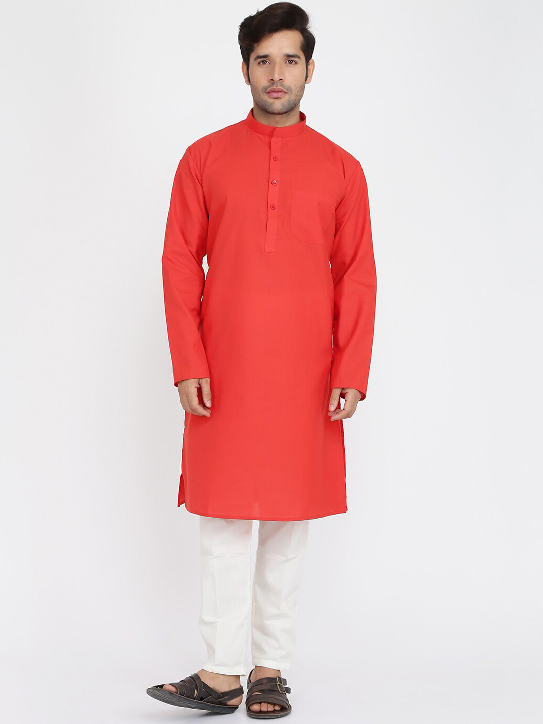 ROYAL KURTA Men Red Empire Pure Cotton Kurta Pyjama set