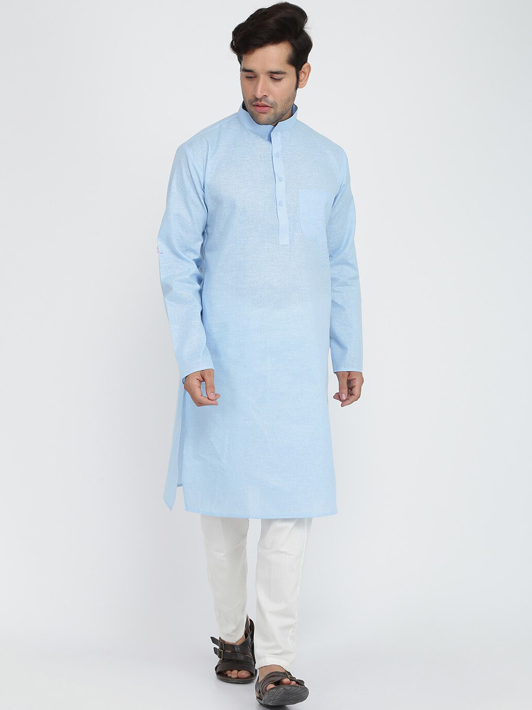 ROYAL KURTA Men Blue Empire Pure Cotton Kurta with Pyjamas & With Dupatta