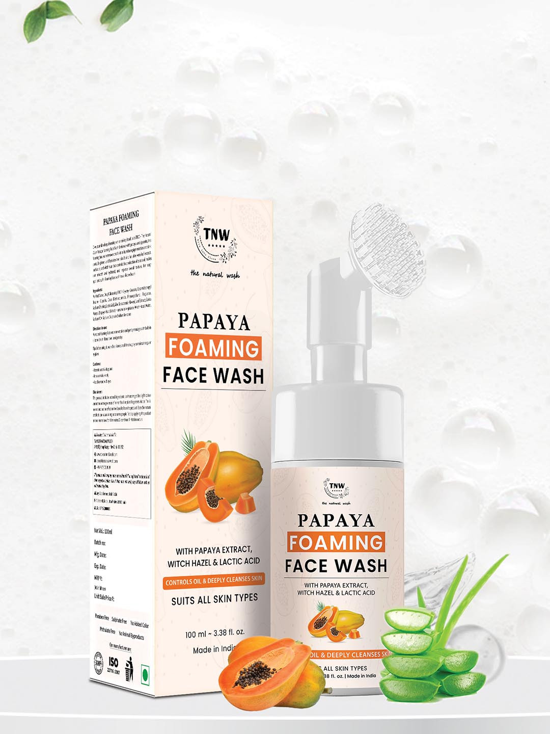 TNW the natural wash Papaya Foaming Face Wash with Witch Hazel & Lactic Acid - 100 ml