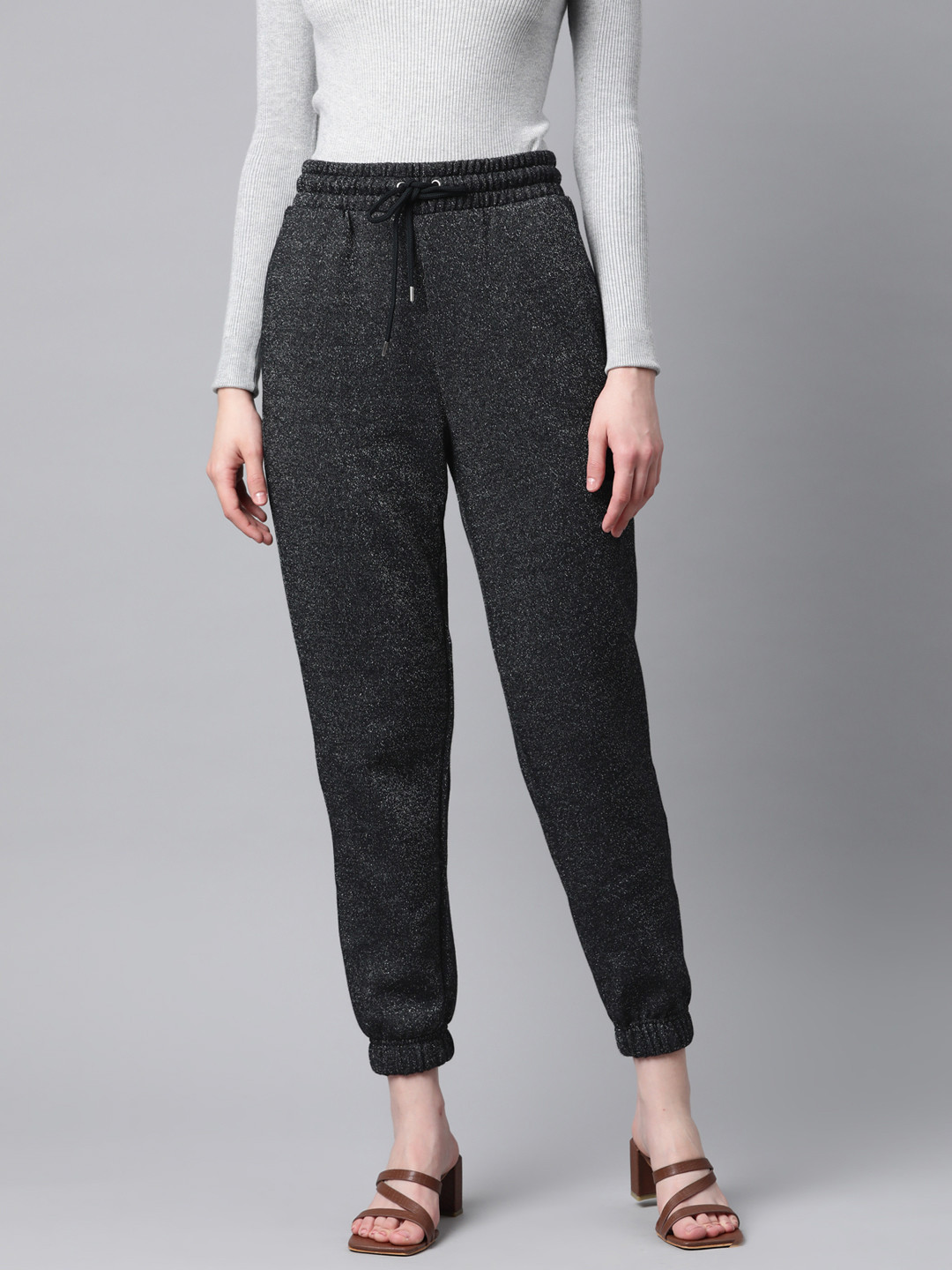 Marks & Spencer Women Shimmery High-Rise Jogger Trousers