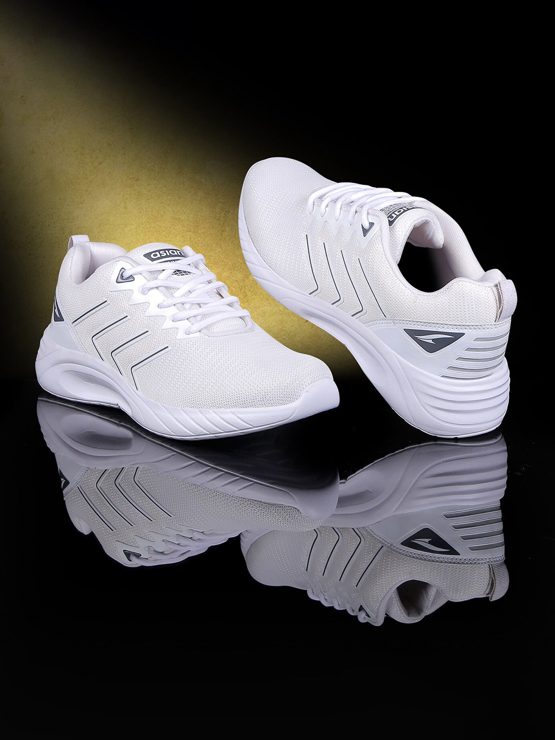 ASIAN Men White Mesh Running Non-Marking Shoes