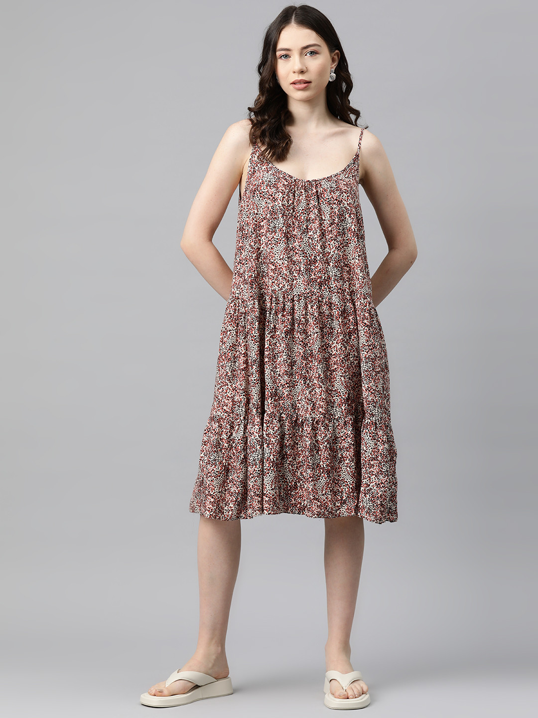 Marks & Spencer Brown & White Print A-Line Mini Dress