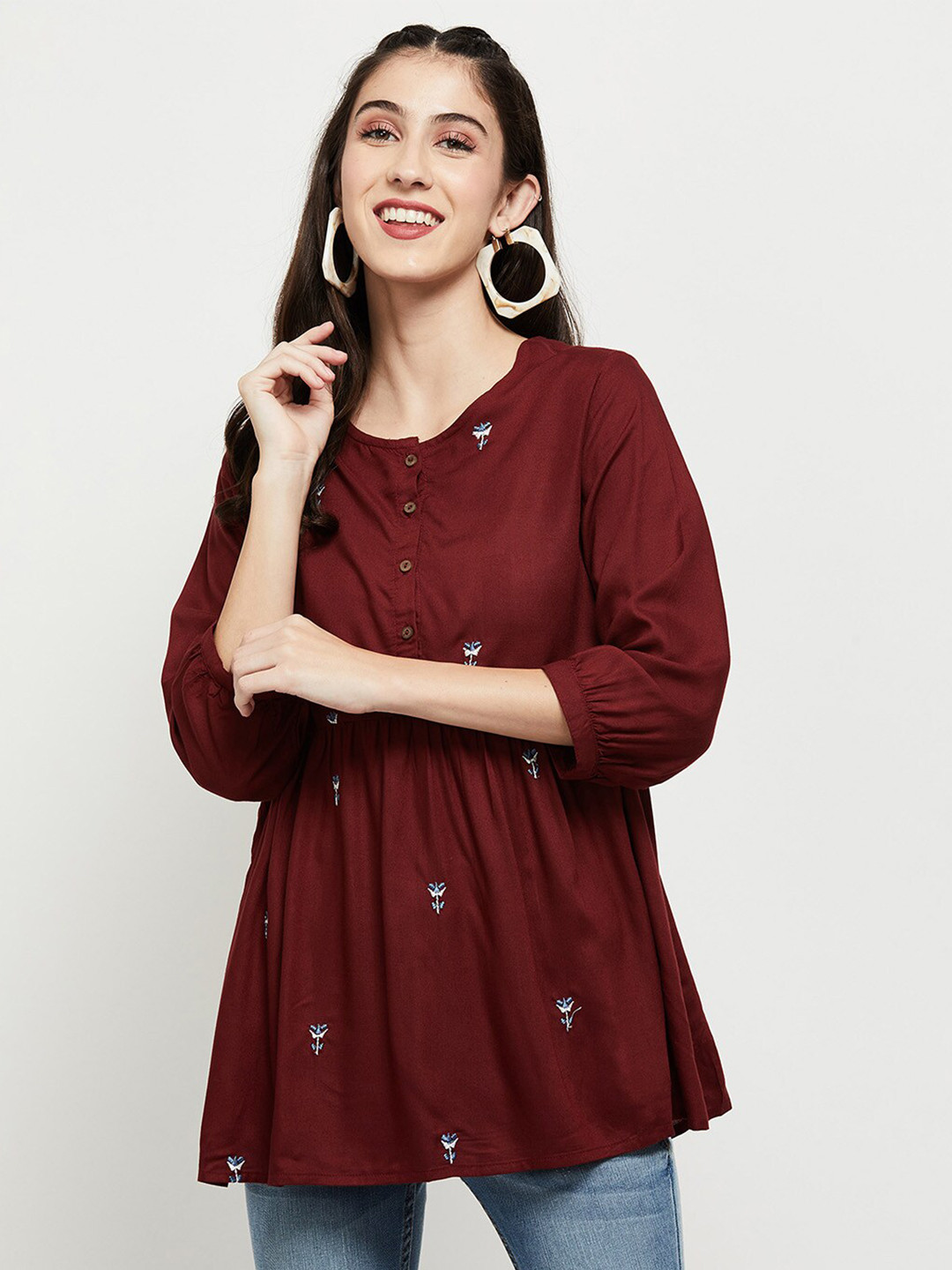 max Blue Embroidered Tunic