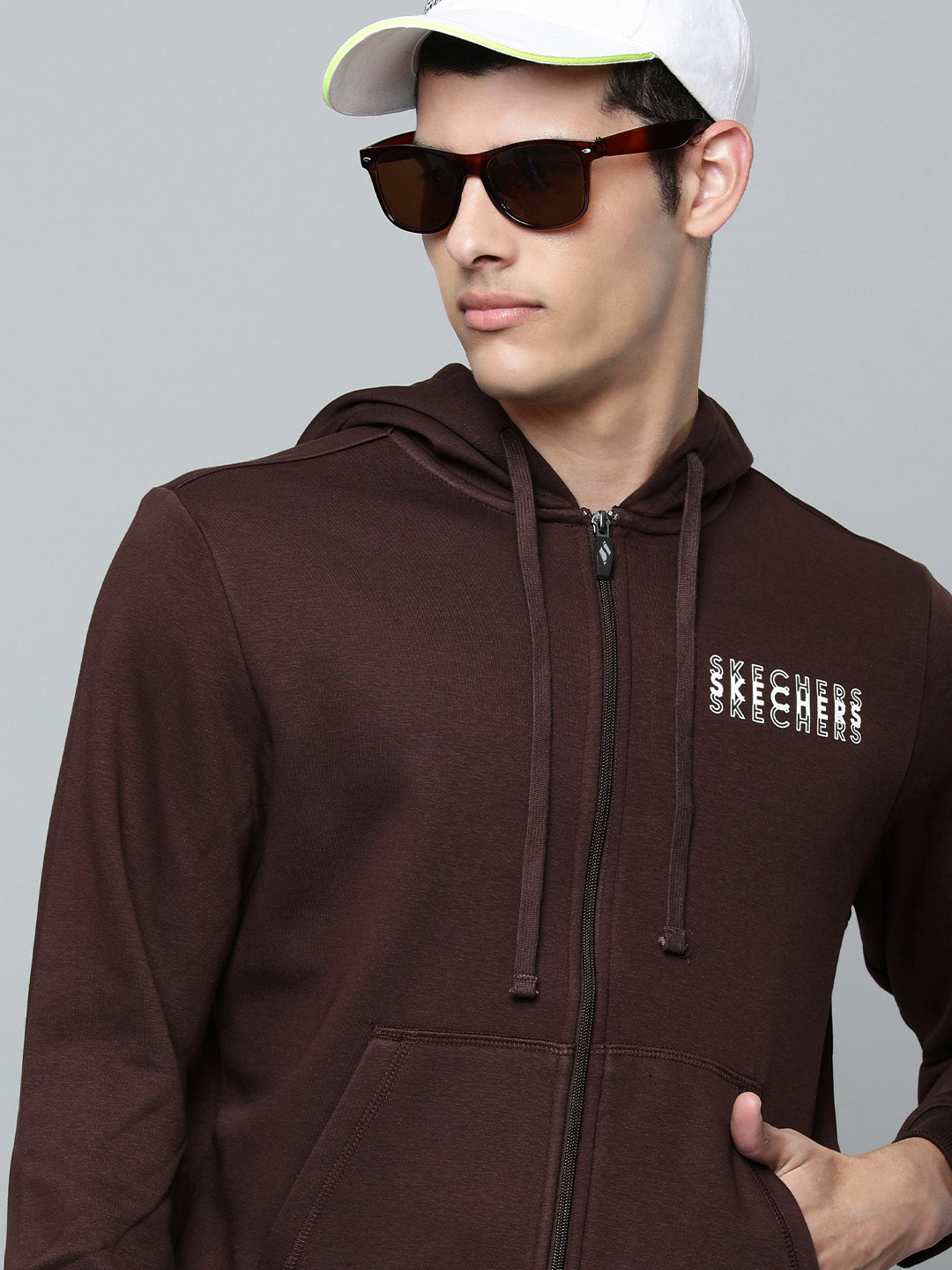 Skechers Men Burgundy TAKE OVER Hooded Sweatshirt
