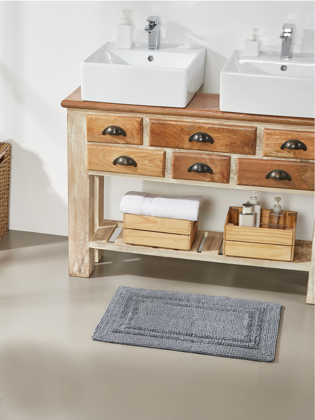 Pano Grey Solid Pure Cotton Pile 1902 GSM Bath Rugs