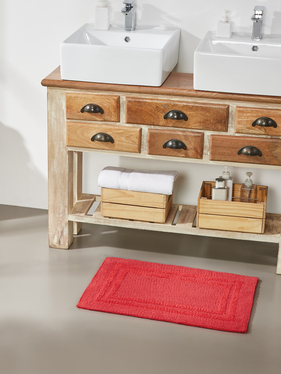 Pano Red Solid Double Race Track Reversible 1902 GSM Bath Rugs