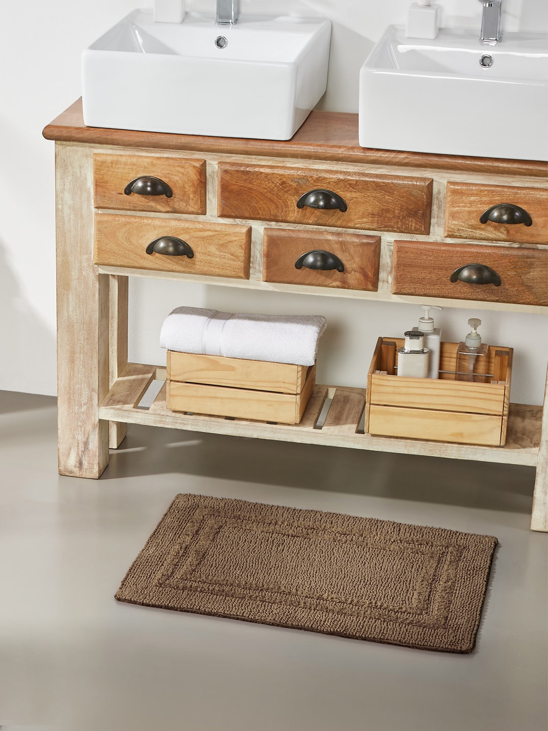 Pano Brown Solid 1902 GSM Pure Cotton Reversible Bath Rug