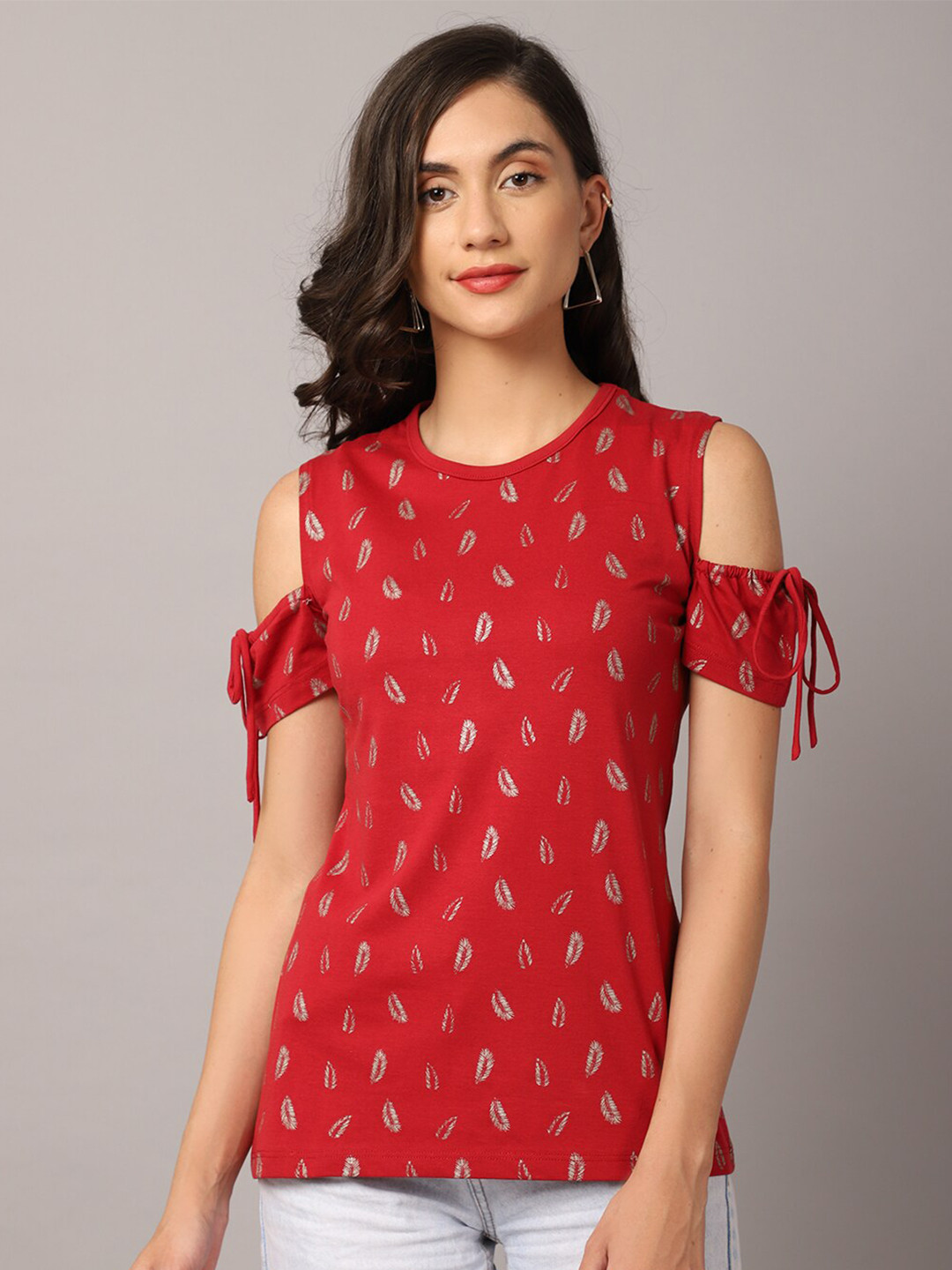 Crozo By Cantabil Women Maroon Printed Top