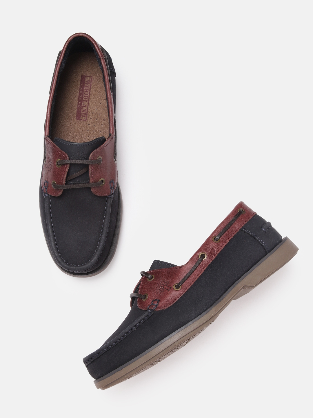 Buy Woodland Men Navy Blue Brown Colourblocked Leather Boat Shoes Casual Shoes for Men 19244002 Myntra