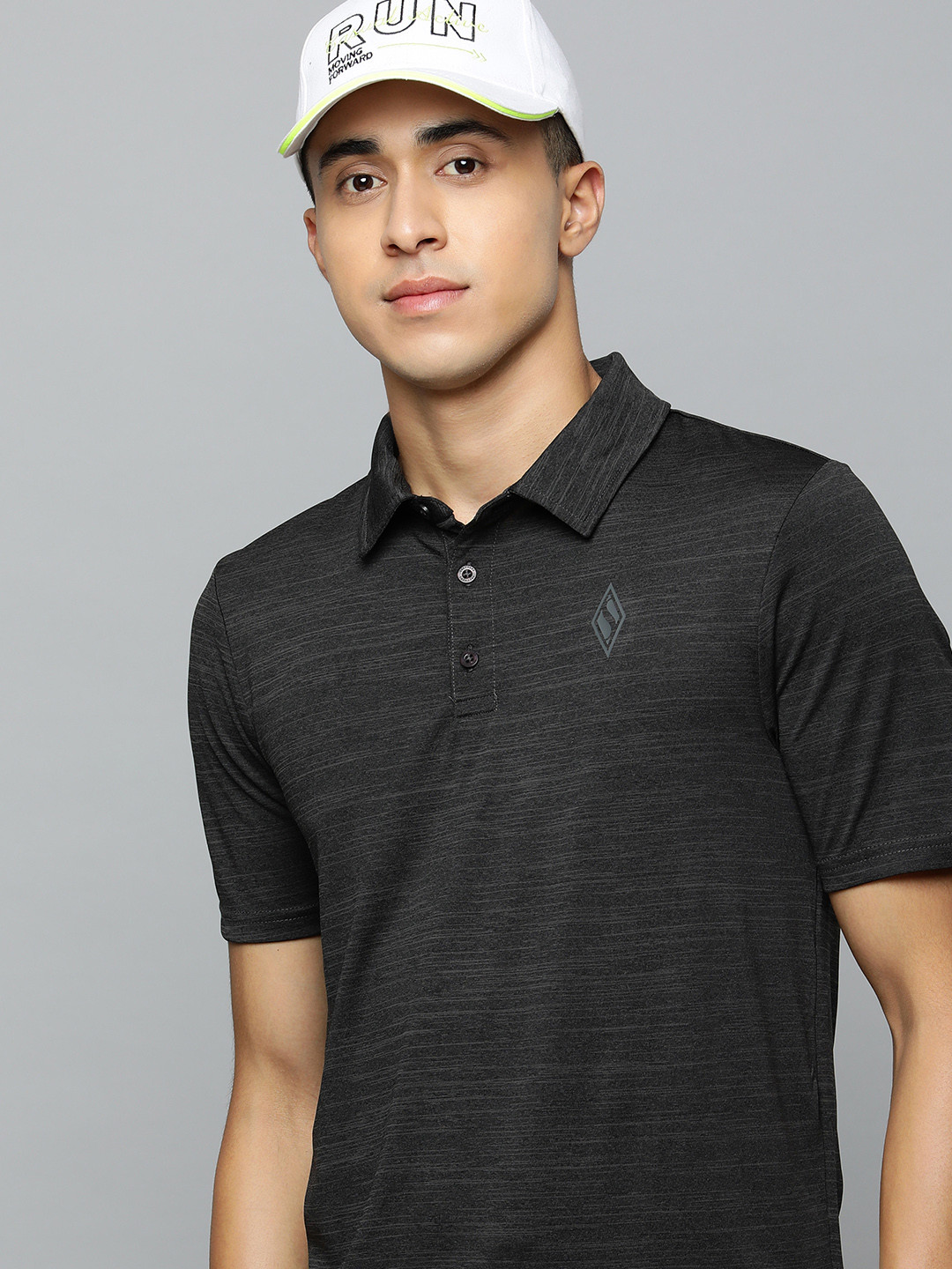 Skechers Men Black Polo Collar T-shirt