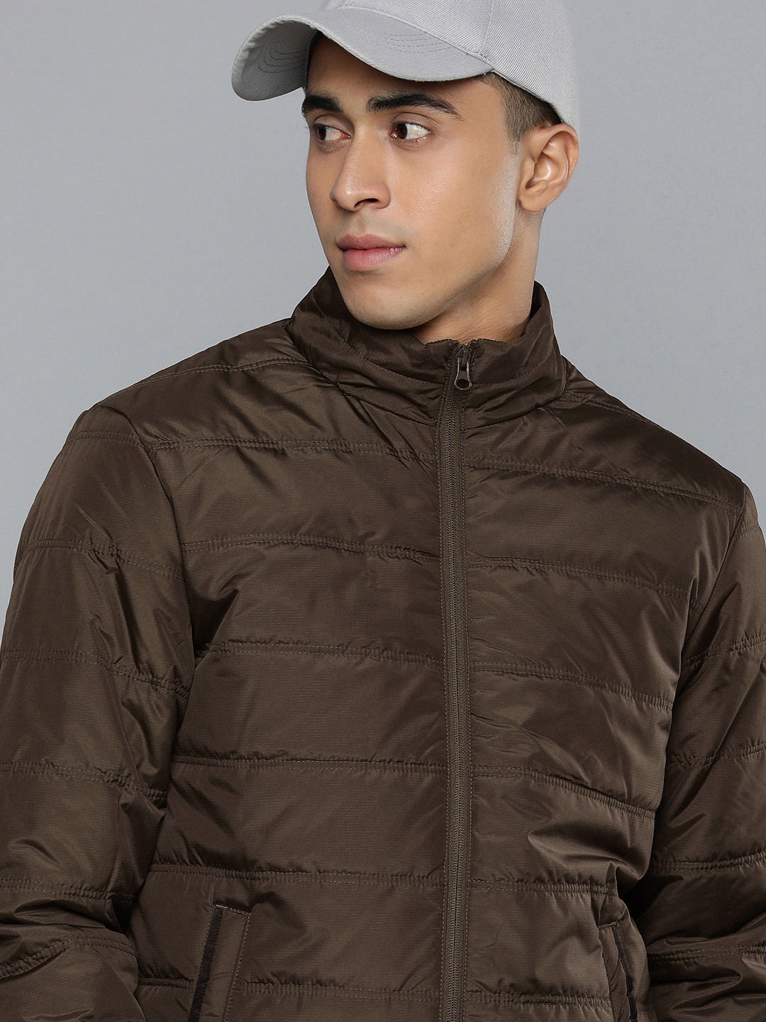Flying Machine Men Olive Brown Bomber Jacket