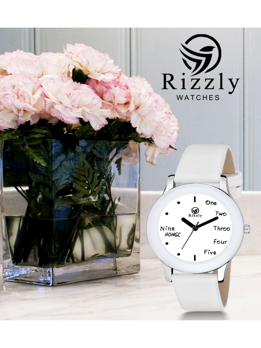 Septem Women White Printed Dial & White Leather Bracelet Style Straps Analogue Watch SP-117 White-Septem