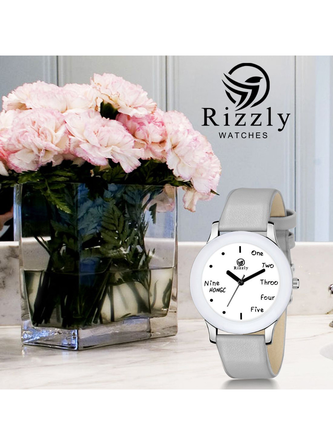 Septem Women White Dial & Grey Leather Bracelet Style Straps Analogue Watch