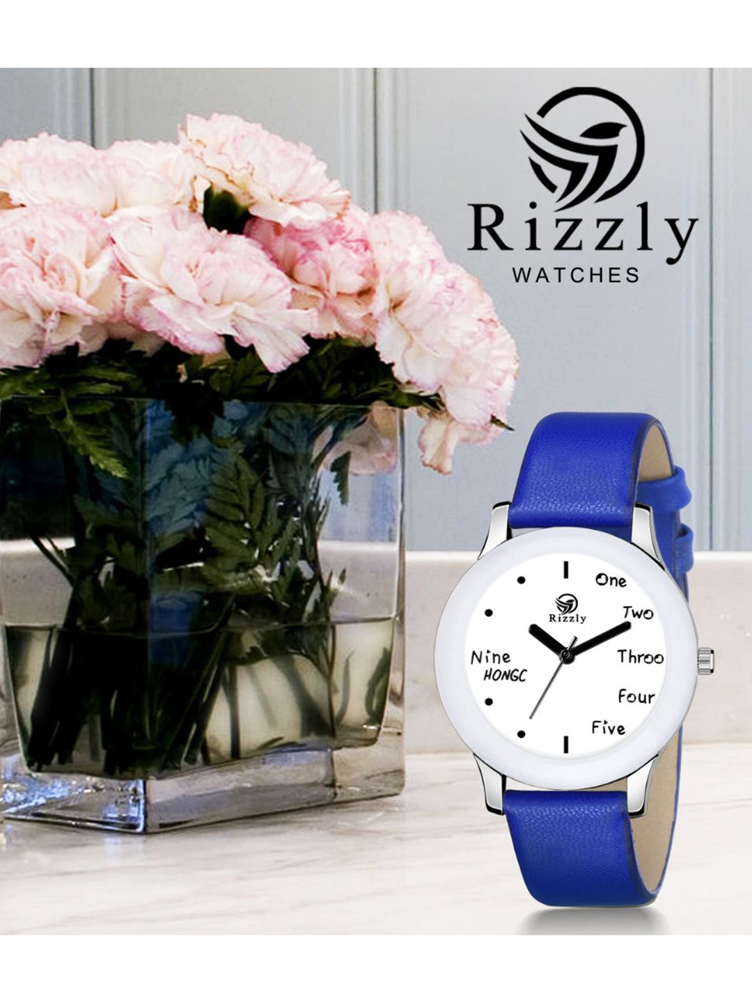 Septem Women White Printed Dial & Blue Leather Bracelet Style Straps Analogue Watch SP-117 R-Blue-Septem