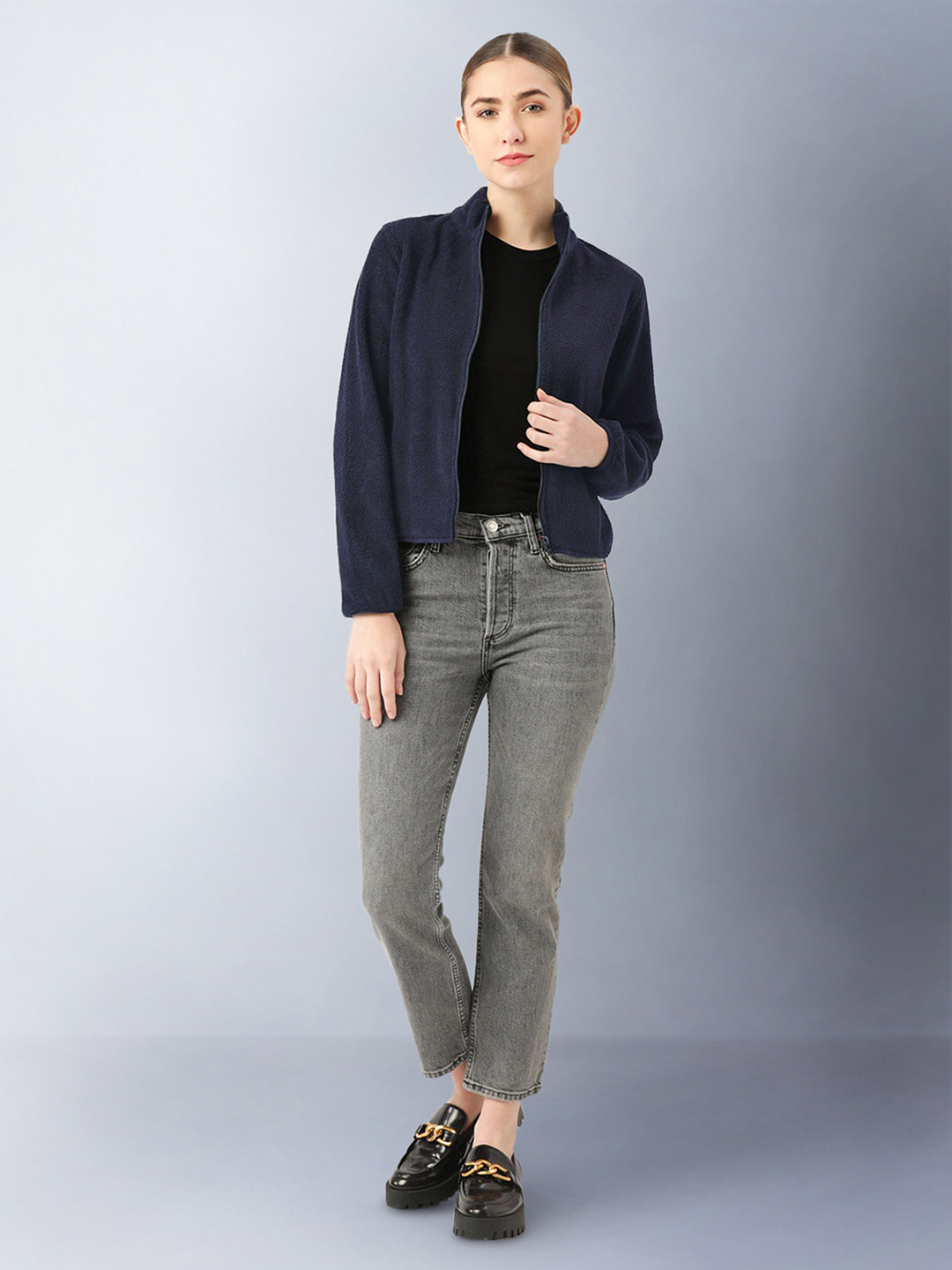 LILL Women Navy Blue Sweatshirt