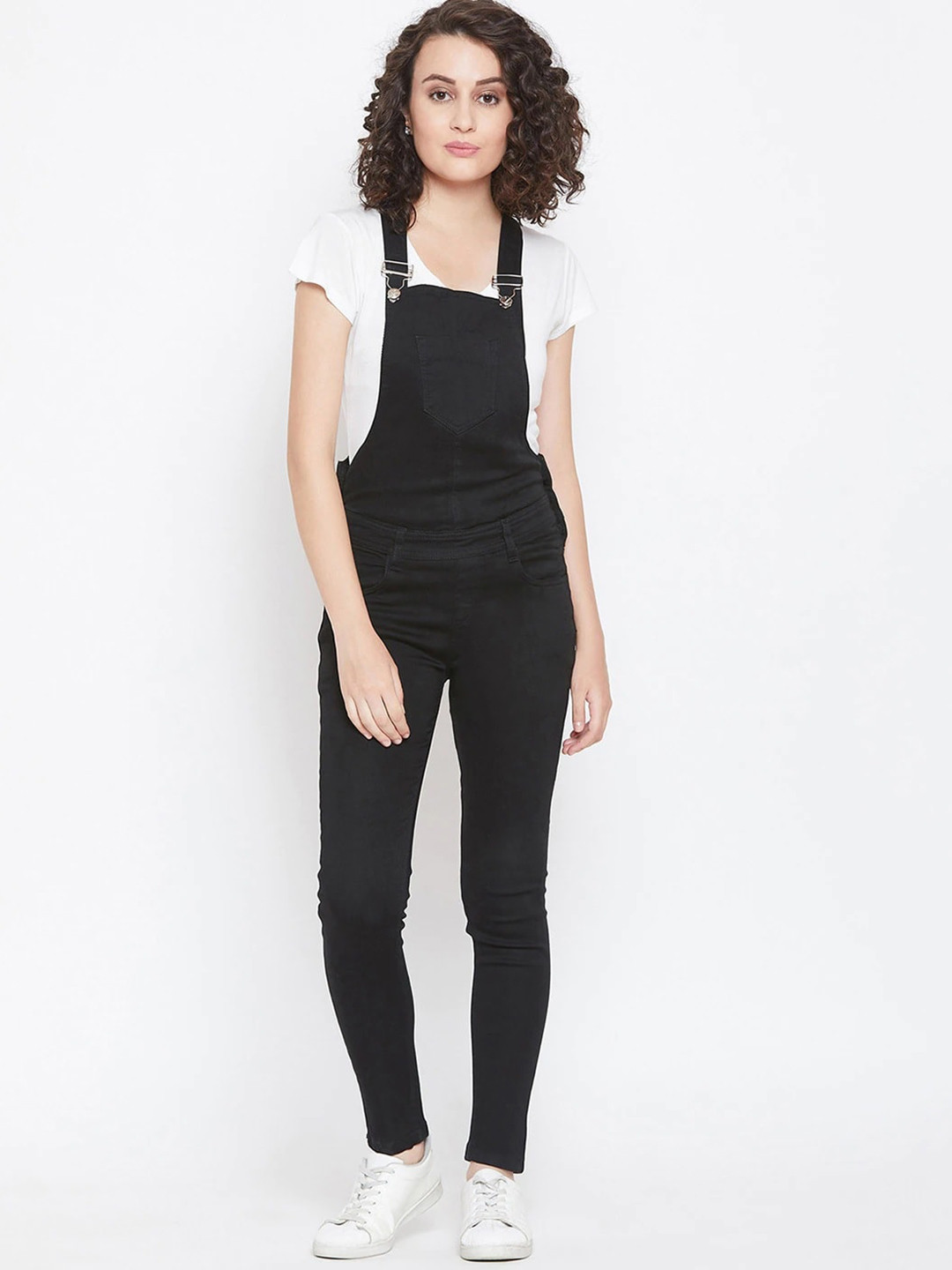 Nifty Women's Black Solid Slim-Fit Dungarees