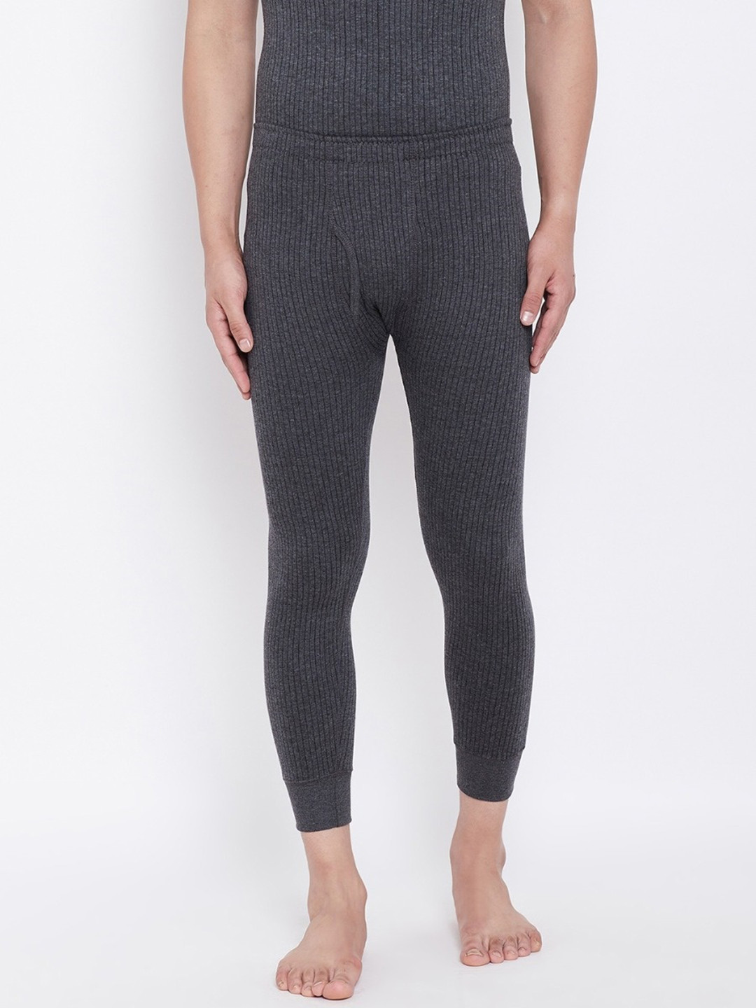 NEVA Men Black Solid Striped Thermal Bottoms