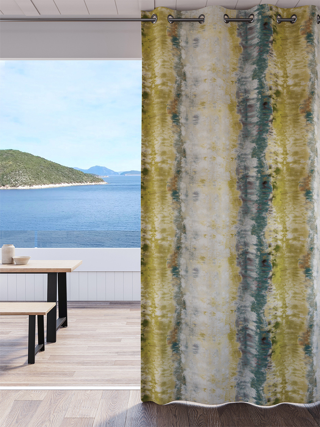 DDecor Turquoise Blue & Green Door Curtain