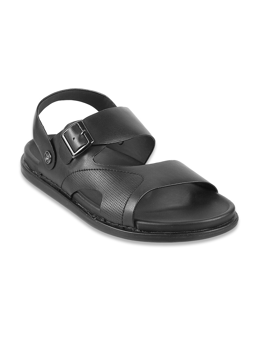 Buy WALKWAY By Metro Men Black Silver Toned Comfort Sandals