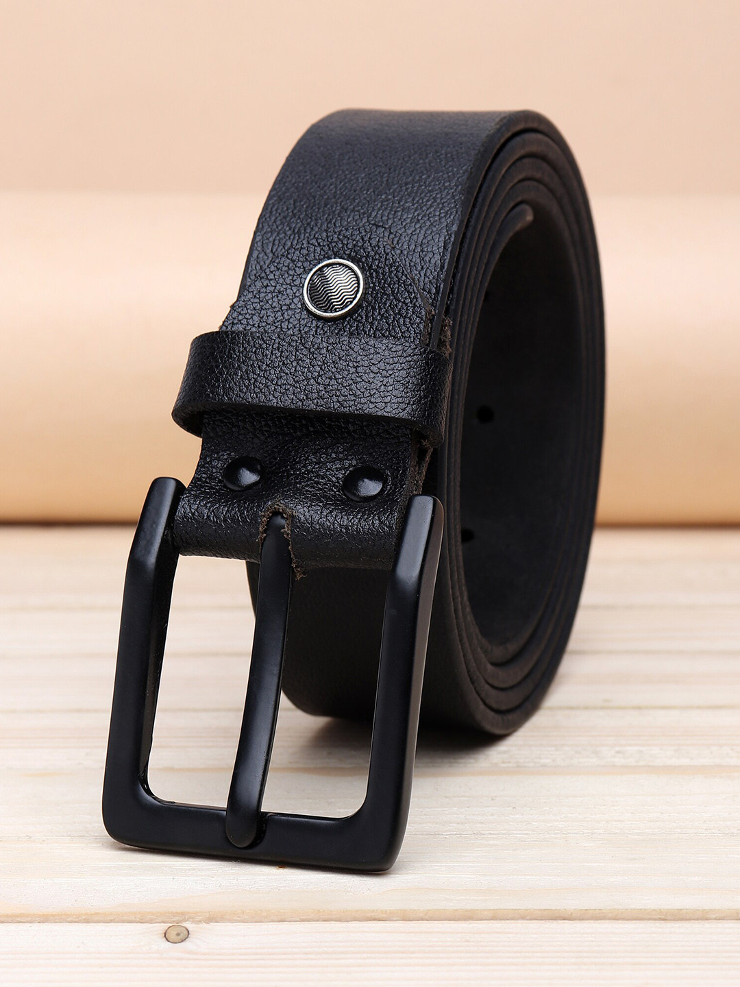 URBAN ALFAMI Men Black Textured PU Belt