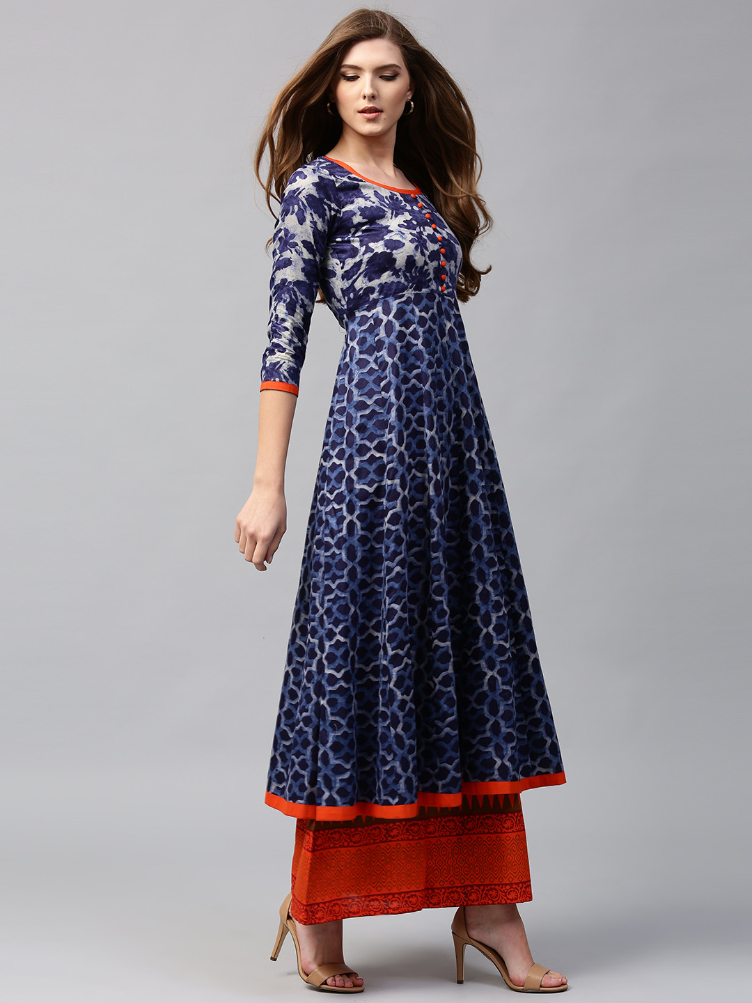 Buy Libas Women Blue Printed Anarkali 
