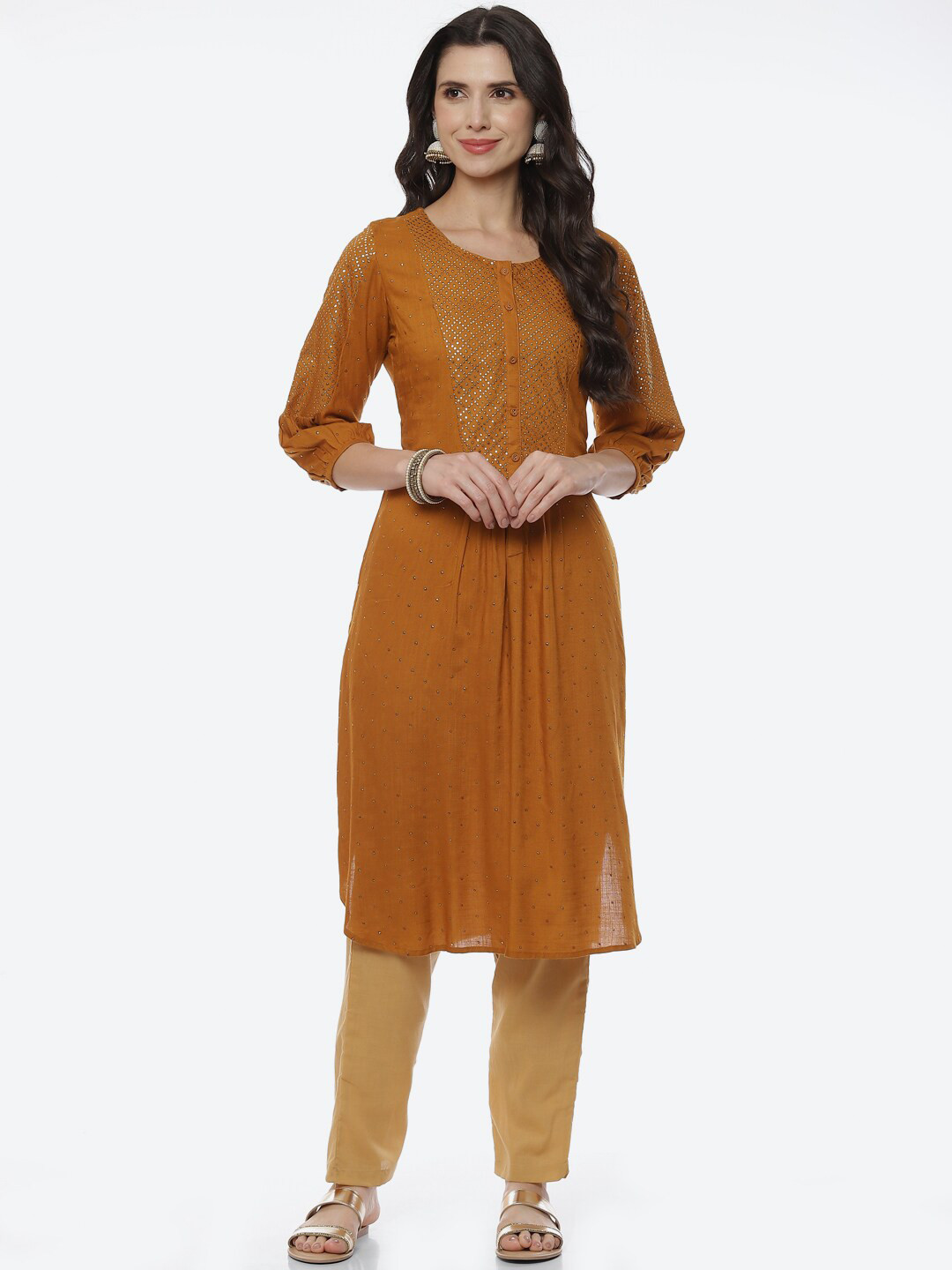 Rangriti Mustard Viscose Rayon Tunic