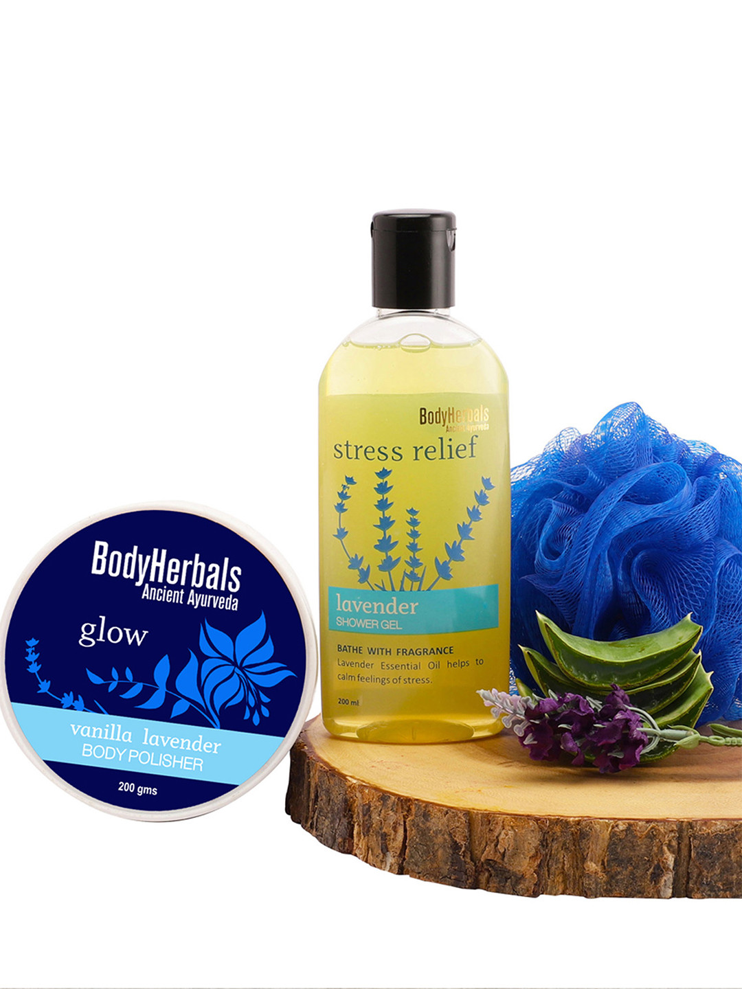 BodyHerbals Lavender Body Polisher and Body Wash Combo 400 ml