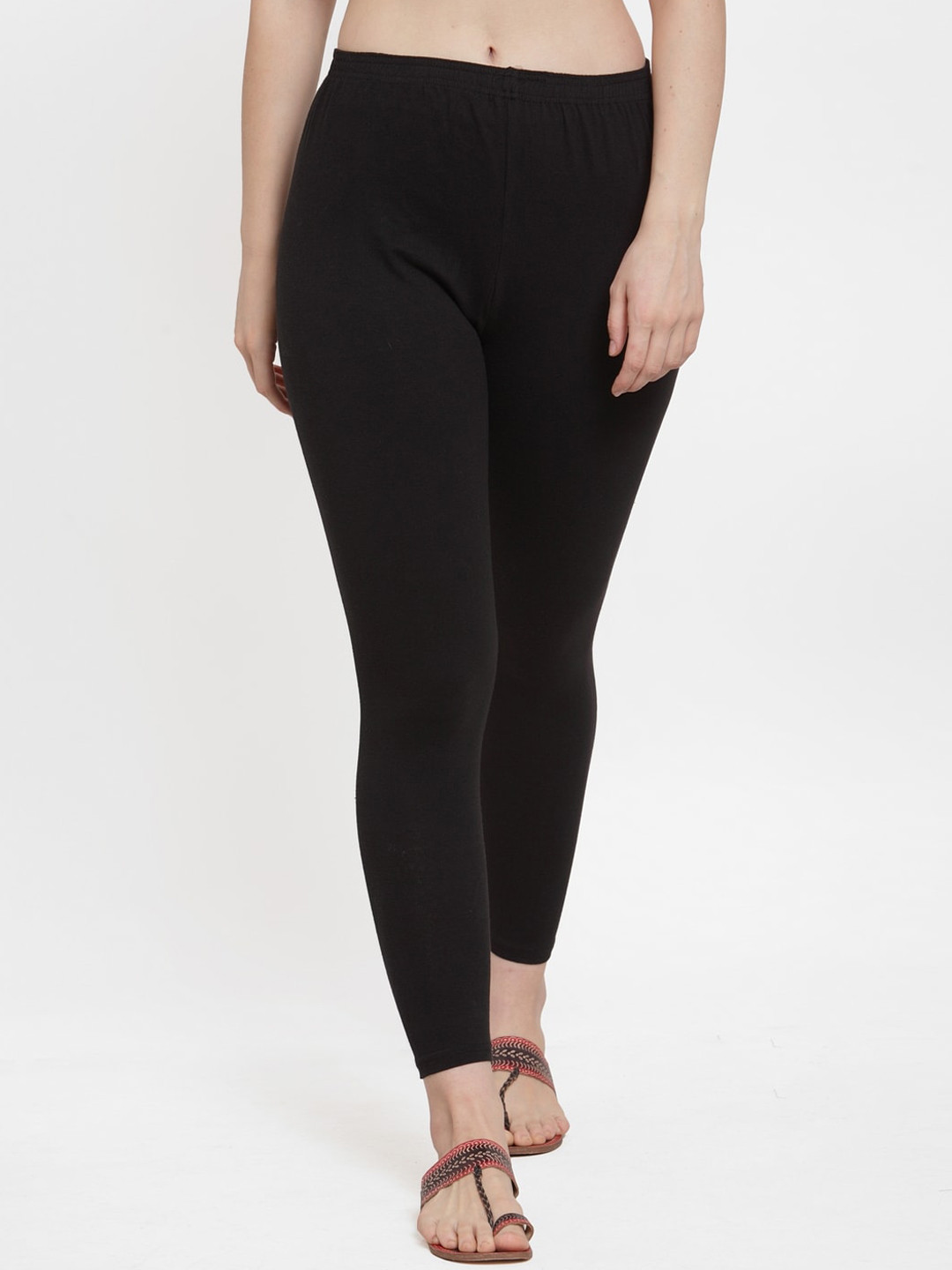 GRACIT Women Black and Pink and Mustard Pack Of 3 Solid Ankle-Length Leggings