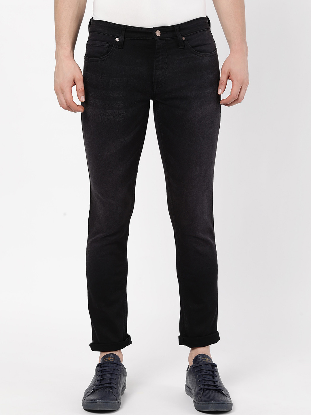 R&B Men Black Slim Fit Stretchable Jeans
