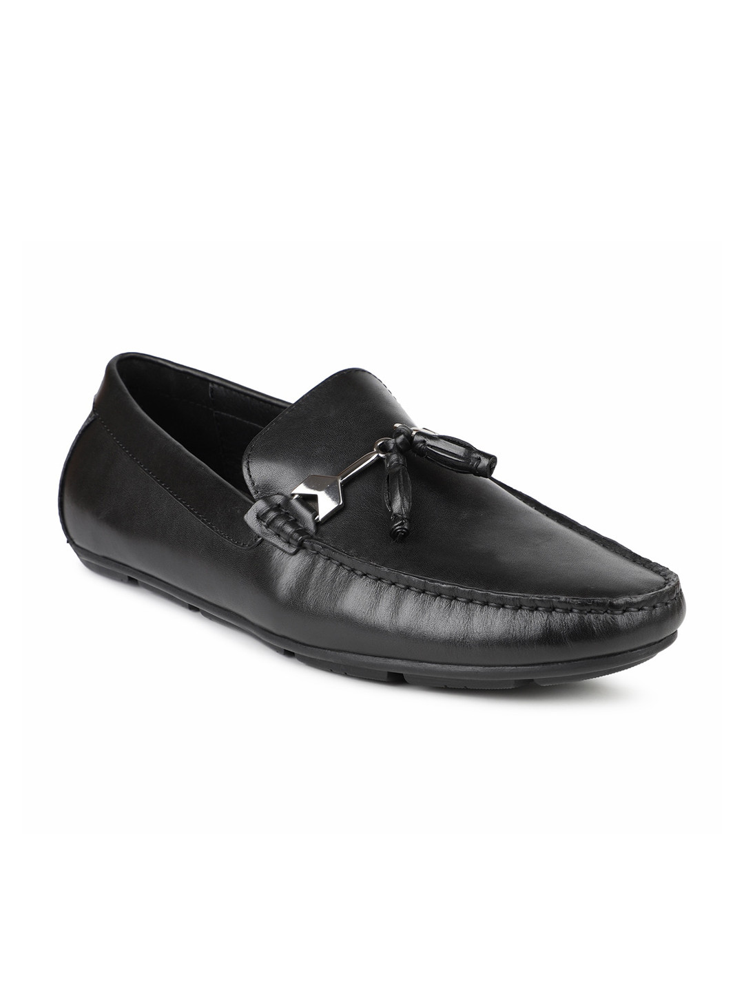 ATESBER by Inc.5 Men Black Leather Casual Loafers