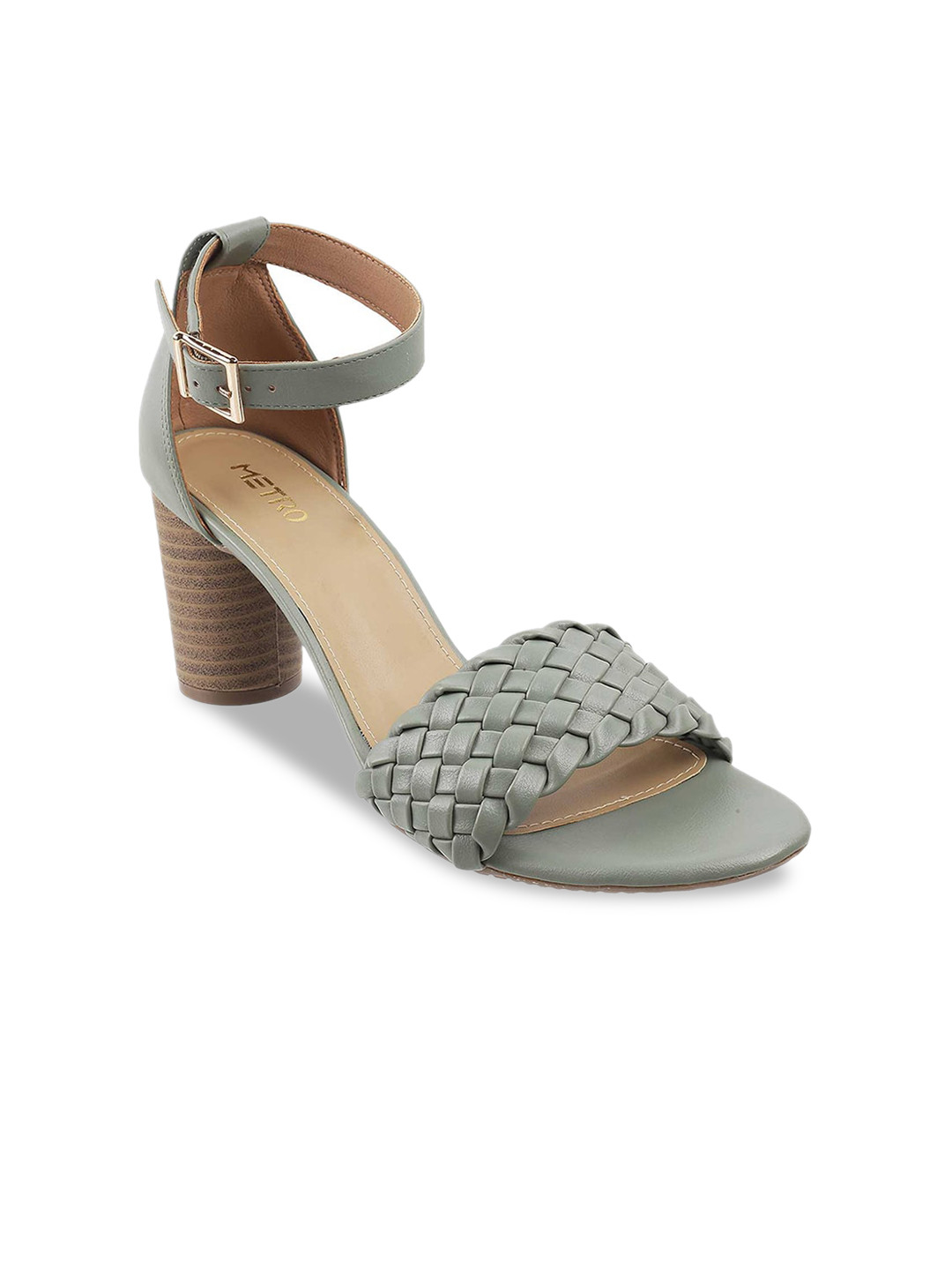 Metro Green Block Heels with Buckles