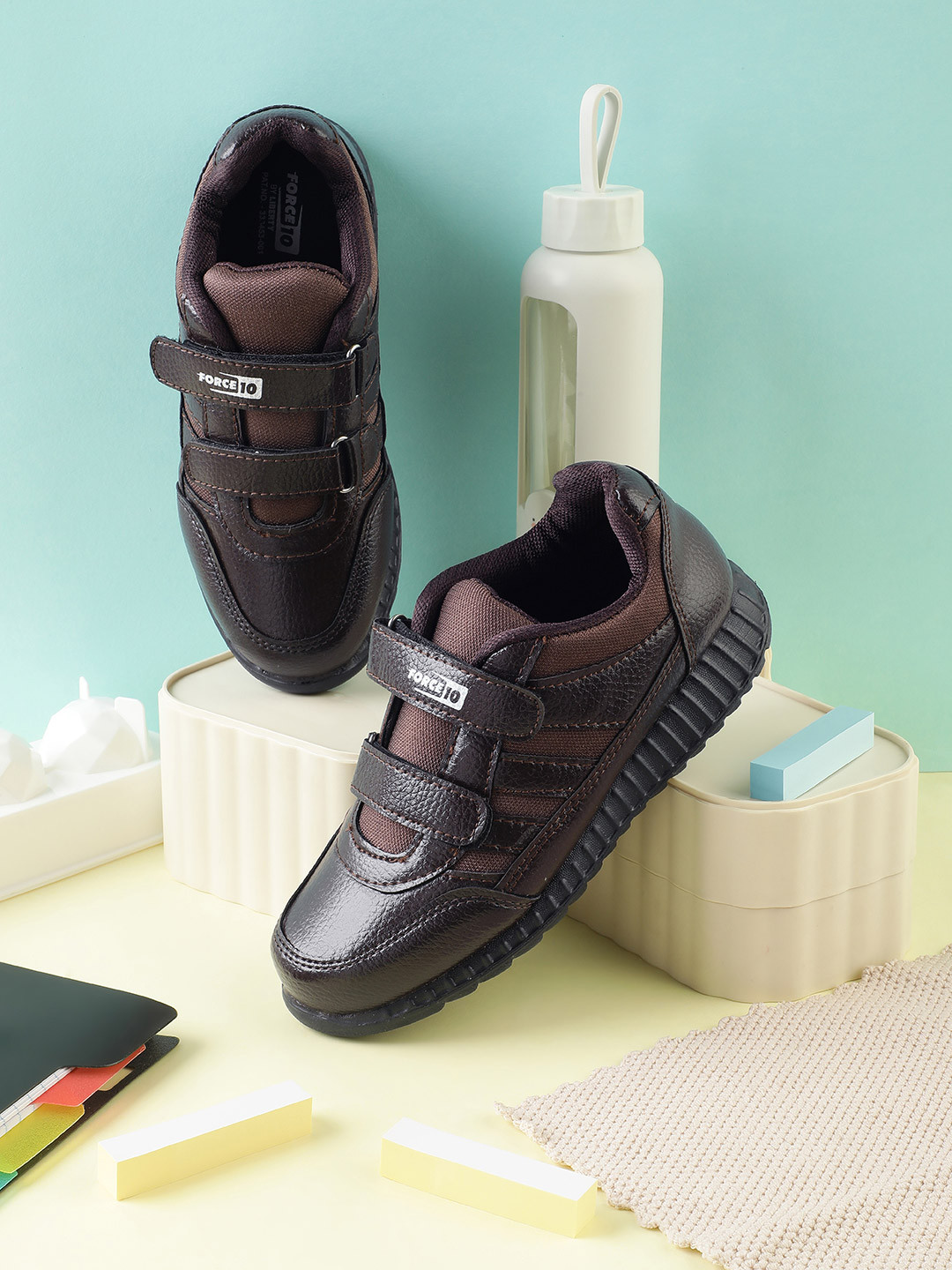 Liberty Force10 kids Brown Velcro School Shoes