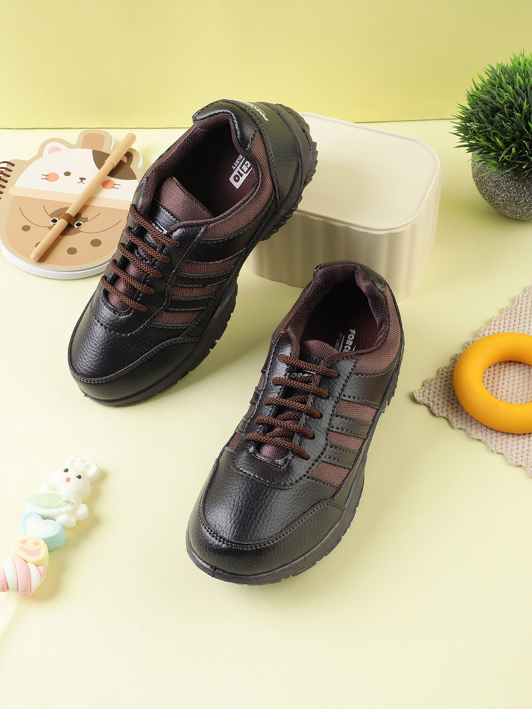 Liberty Force 10 kids Brown Lacing School Shoes