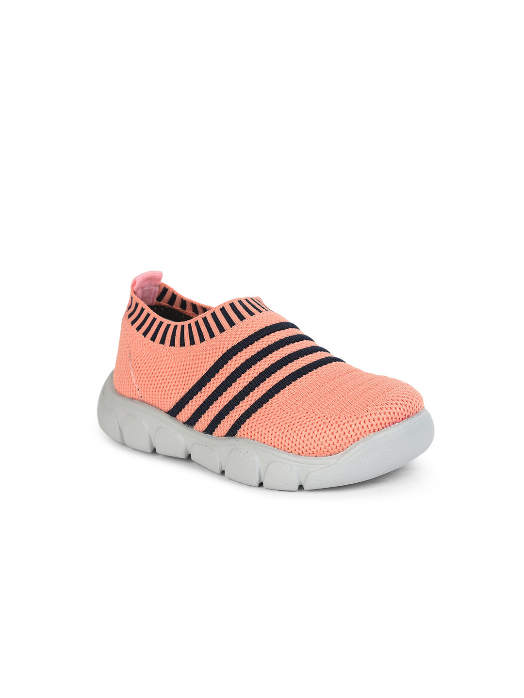 Liberty Unisex Kids Peach-Coloured Woven Design Slip-On Sneakers