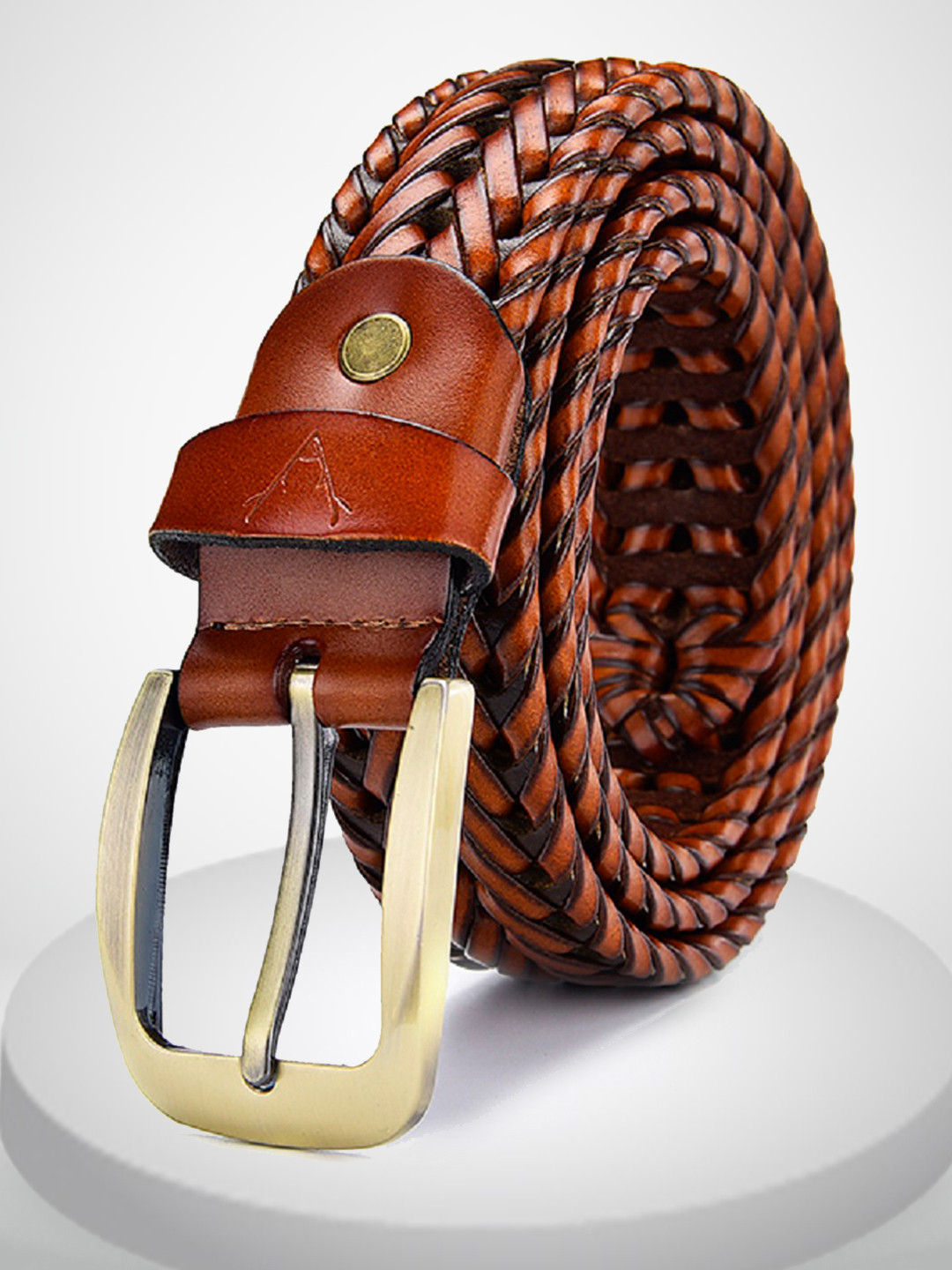 VOGARD Men Tan Braided Leather Belt