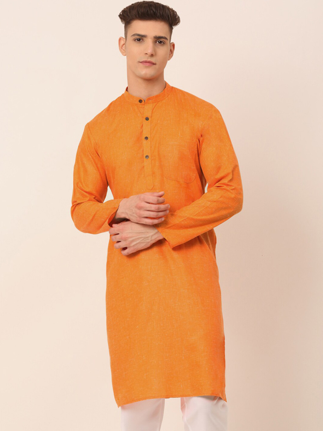 Jompers Men's Orange Thread Work Kurta