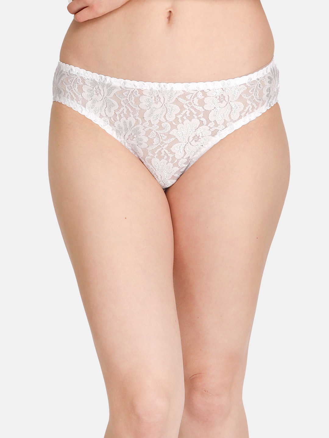 LOTUSLEAF Women White Self-Design Seamless Full Coverage Bridal Bikini Briefs