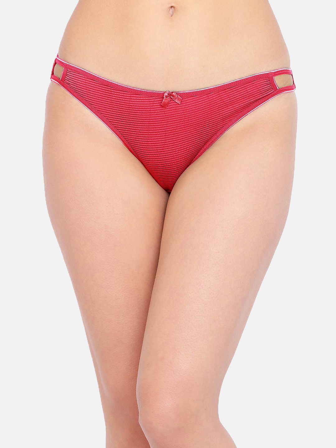 LOTUSLEAF Women Red Solid Seamless Bikini Lace Low Waist, Mid CoverageBriefs