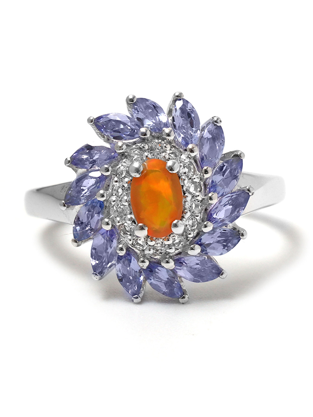 HIFLYER JEWELS Rhodium-Plated Blue Sterling Silver Finger Ring