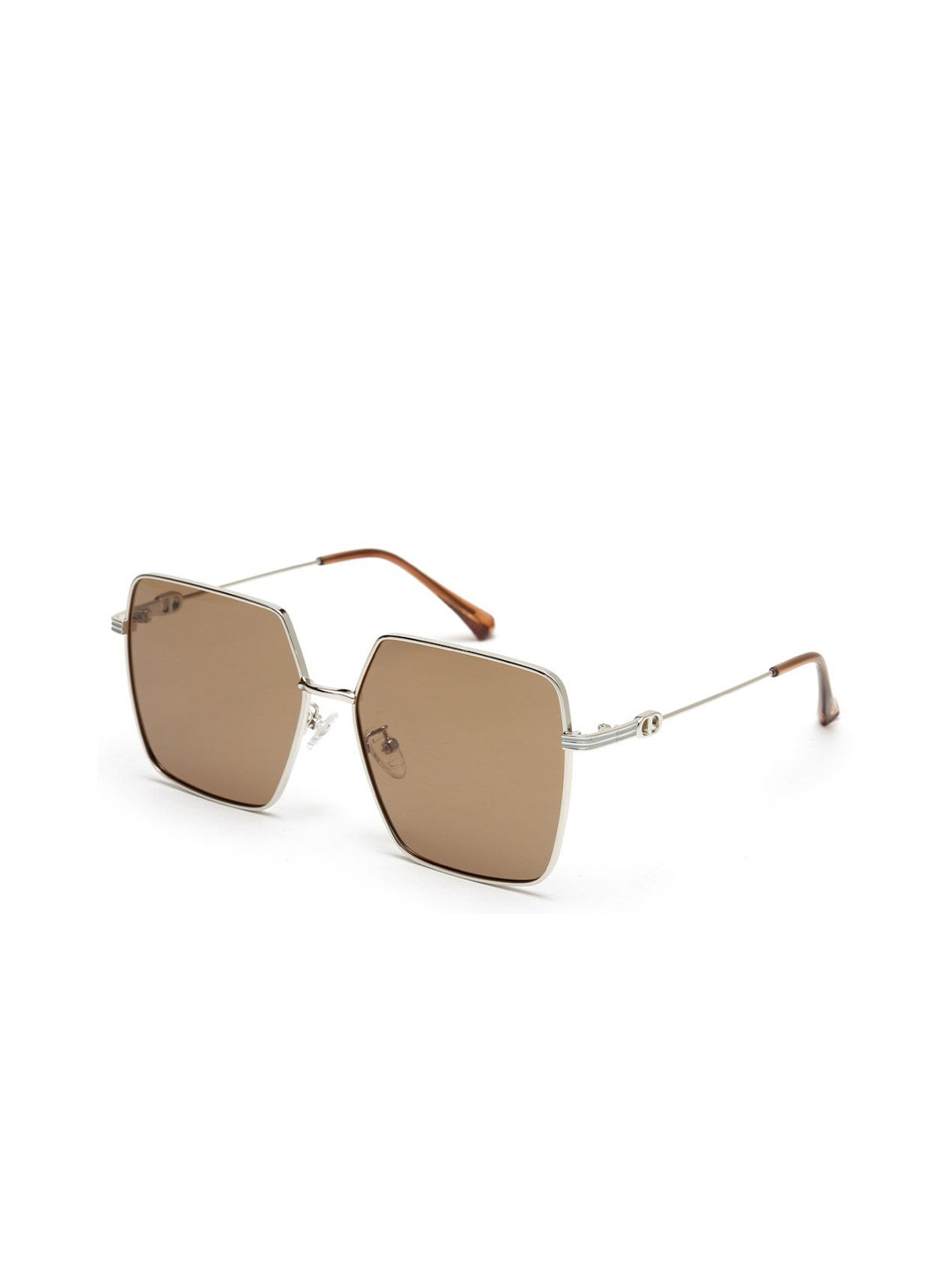 YourSpex Unisex Brown Lens & Silver-Toned Square Sunglasses with UV Protected Lens