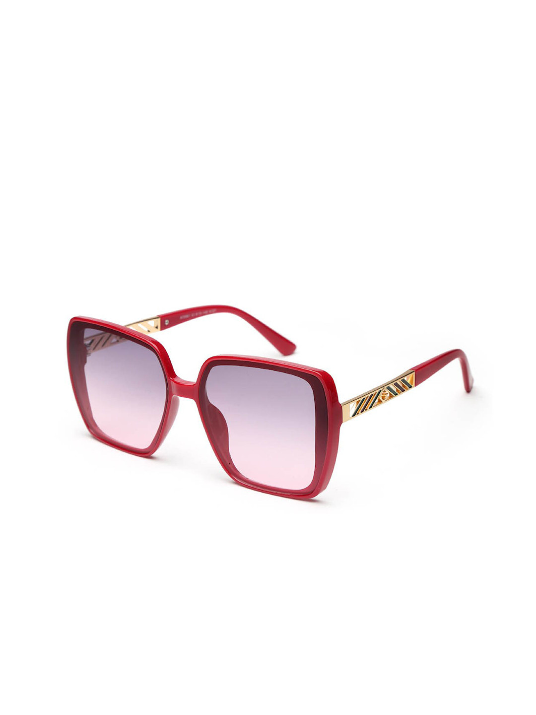 YourSpex Unisex Red Lens & Pink Square Sunglasses with UV Protected Lens