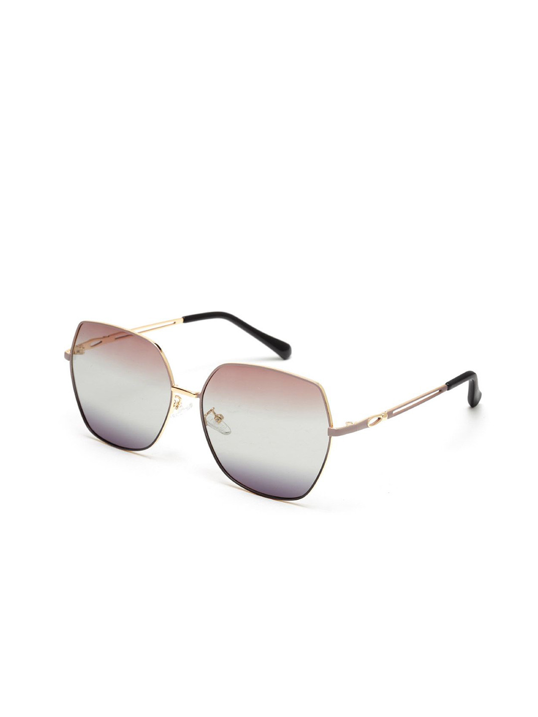 YourSpex Unisex Brown Gradient Lens & Gold-Toned Square Sunglasses with UV Protected Lens