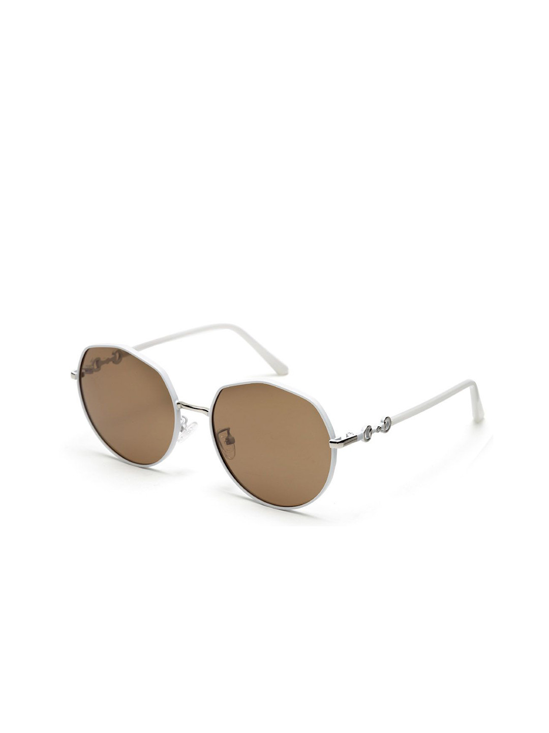 YourSpex Unisex Brown Lens & White Round Sunglasses with UV Protected Lens