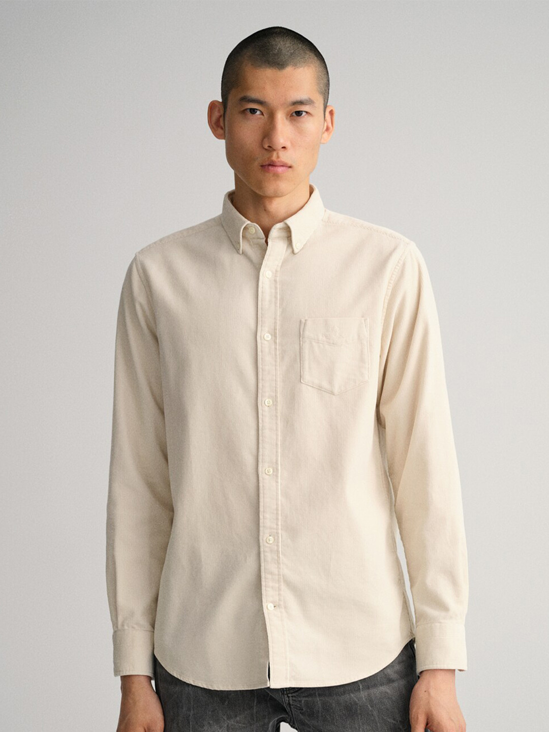 GANT Men Cream-Coloured Classic Casual Shirt