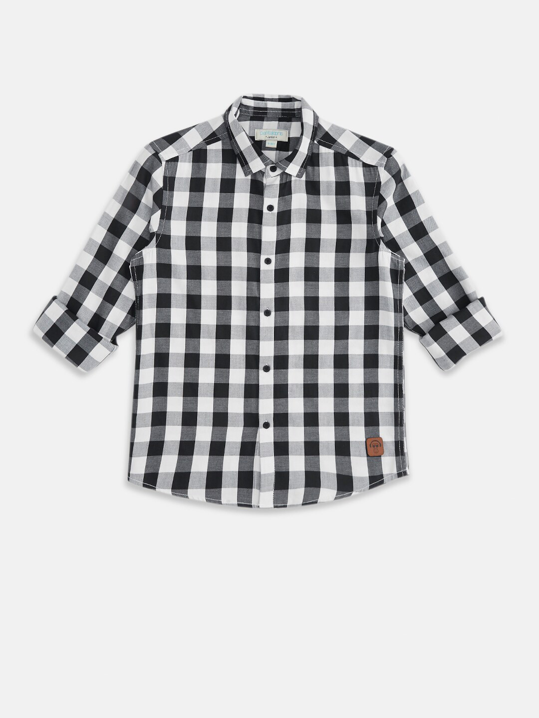 Pantaloons Junior Boys Black Gingham Checks Casual Shirt