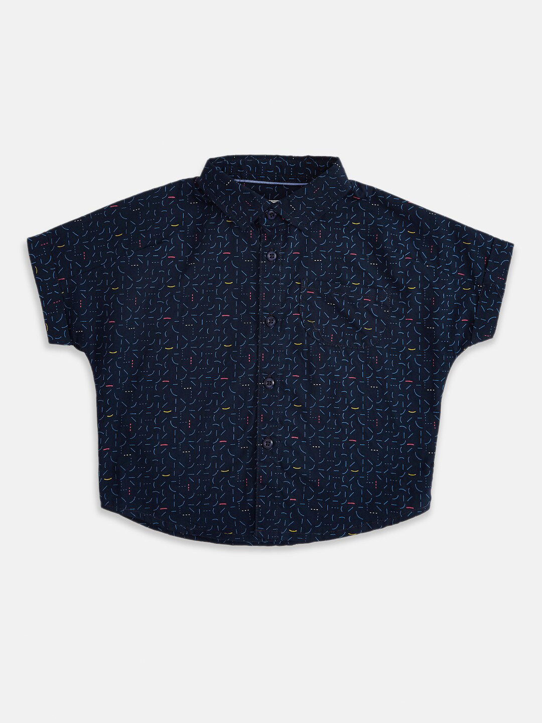 Pantaloons Baby Boys Blue Printed Casual Shirt