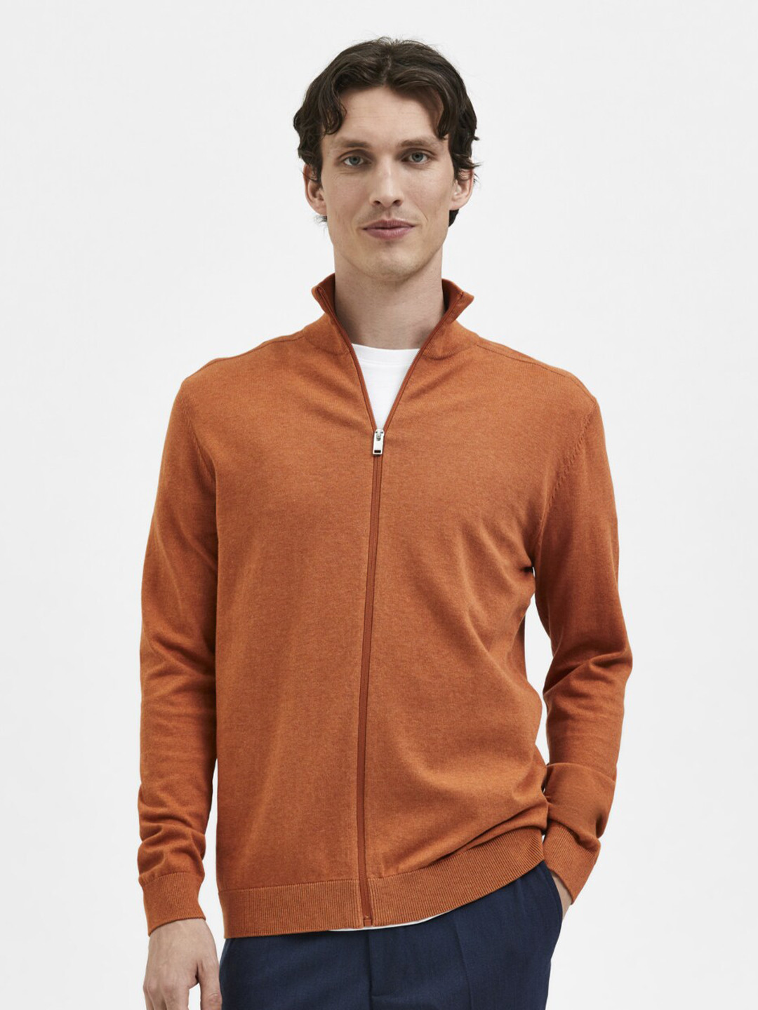 SELECTED Men's Orange Cardigan