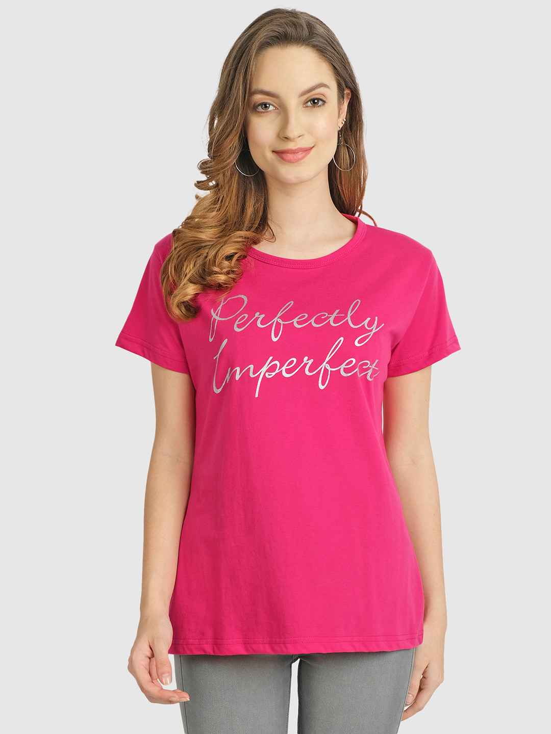 CHOZI Women Rose Typography Printed Short Sleeve T-shirt