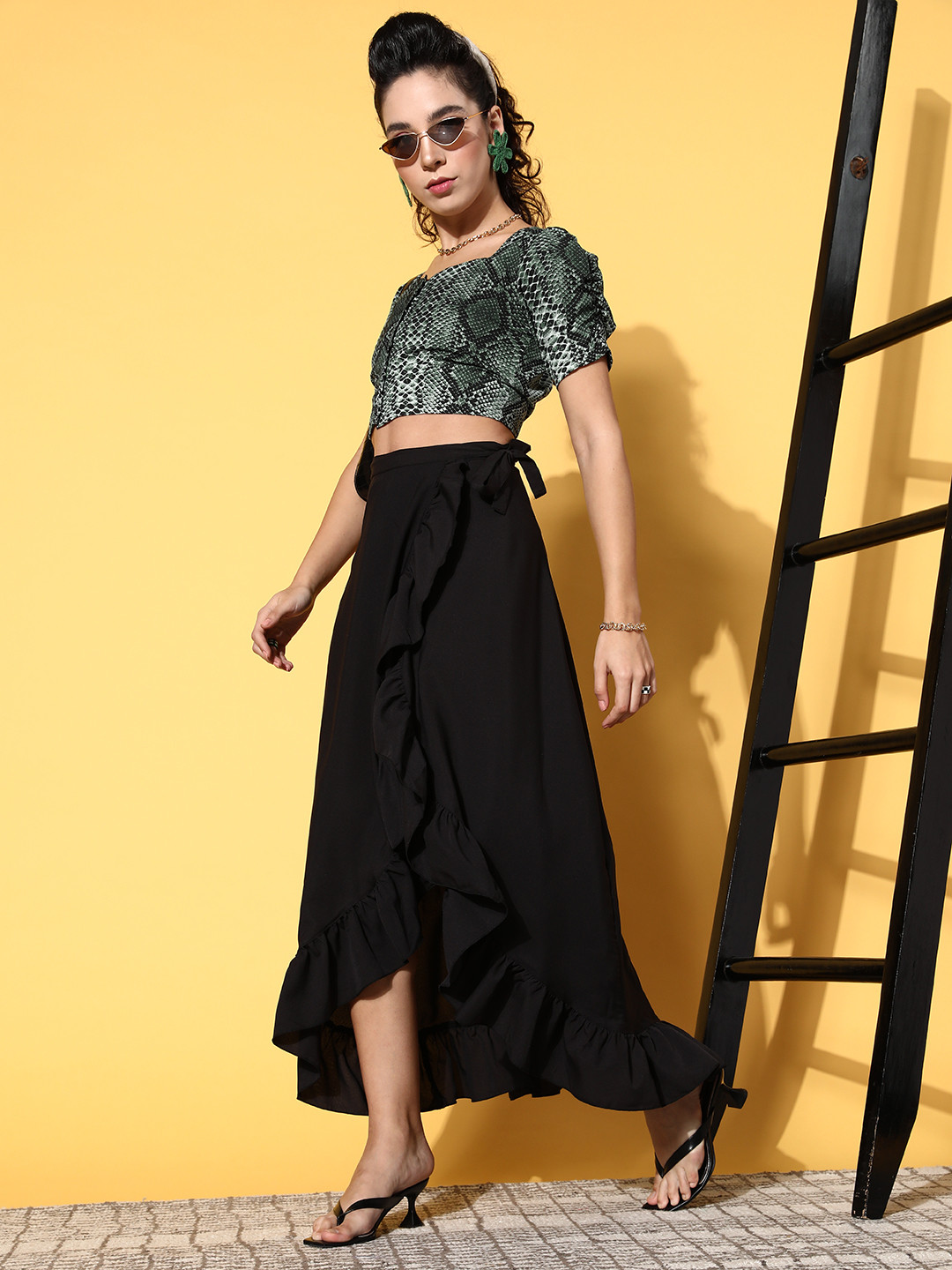 U&F Green Animal Printed Vacay Attire