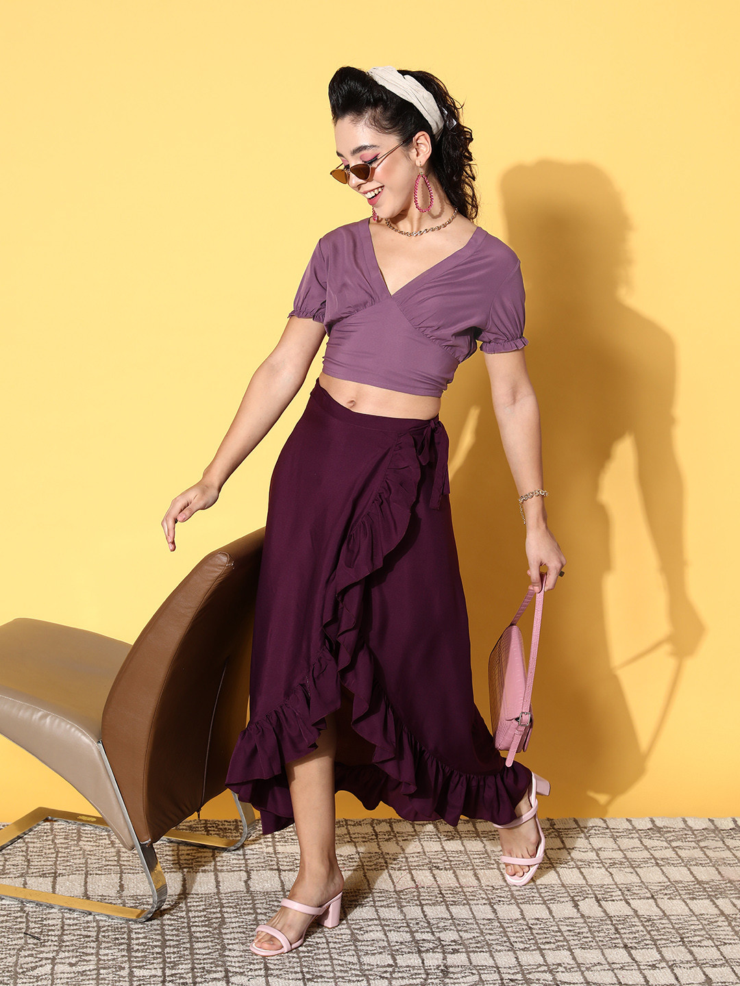 U&F Purple Solid Twist & Knot Top